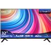 CHiQ Smart TV CHiQ 32 Pollici Full HD Google TV HDR10 Dolby Audio Bluetooth Wi-Fi