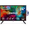 MEDION TV 24 Pollici Full HD con Lettore DVD Integrato e Adattatore Auto
