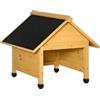 Outsunny Casetta per Robot Tagliaerba Tetto Inclinato 75x76x70cm Giallo | Legno, Piedini Rialzati, Impermeabile, Anti-UV