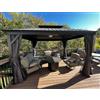 PURPLE LEAF Gazebo in Alluminio 4 x 3 m Hardtop da Giardino, Impermeabile Stabile con 4 Doppi Pannelli Laterali, Tetto in Acciaio e Struttura in Metallo, Grigio