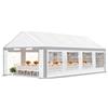 TOOLPORT Tendone per feste 5x8 m telo in PVC 600 N grigio-bianco | Gazebo con telo in PVC resistente, ma comunque veloce da montare grazie al sistema di montaggio a incastro