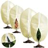 Chumix 4pcs Copripiante Invernale con Cerniera, Tessuto Non Tessuto Traspirante (70 g/m²) per Piante in Vaso, con Cordino di Fissaggio, Beige (60x80cm-2 + 80x120cm-2)