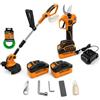 TOOLMAK Tagliabordi a Batteria 20V 260 mm + Forbici da Potatura Elettriche 25 mm, Kit 2 in 1, Batteria 20V 4,0Ah (80Wh) e Caricabatterie, Motore Brushless (2)