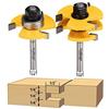 FivePears Set di 2 punte per frese a molla con gambo da 6,35 mm, 3 denti, a forma di T, fresa per legno, utensili per la lavorazione del legno
