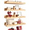 Yibang Set di 4 mensole da parete per cameretta dei bambini, con portasciugamani | Libreria curva da parete, in legno, Montessori, 42 cm, per casa, cameretta dei bambini, asilo (legno)