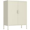 Brigros - Credenza Metallo 2 Ante 80x38x100 Cm Con 3 Ripiani, Mobile Dispensa Moderna Salvaspazio Stile Industriale In Vari Colori Per Cucina, Soggiorno, Ingresso Linea Pop (Avorio)