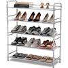CHAIRABLE Scaffale portascarpe in metallo (5 ripiani), scaffale portascarpe stretto, scaffaleportascarpe aperto, per corridoi, camere da letto, armadi, garage ecc.