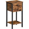 HOOBRO Tavolino Alto, Comodino, Tavolino da Divano, Tavolino da Caffè, Organizzatore, Struttura in Metallo, Stabile e Durevole, Occupa poco spazio, Stile Industriale, Marrone Vintage EBF72BZ01