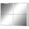 UEV Scarpiera con 4 Ante a Specchio, Armadietto Scarpe con Specchio Funzionale, Portascarpe da Ingresso, 100 x 23 x 80,5 CM, Bianco