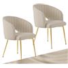 SUPPNEED Set di 2 sedie da pranzo, gambe dorate, sedie da cucina con bracciolo, poltrone per soggiorno, camera da letto, ufficio (velluto, Beige)