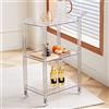 Generic Carrello da bar a 3 ripiani in acrilico con ruote e maniglia, organizer per cucina, sala da pranzo, soggiorno, multifunzione, mobile per vino, carrello da portata
