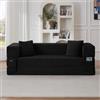 Piaenon Moderno divano pieghevole in velluto a coste, design quadrato con look a due strati, convertibile in letto, divano lounge ideale per appartamenti e grandi stanze, nero