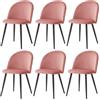 BenyLed Set di 6 Sedia da Pranzo in Velluto, Stile Scandinavo, Rosa | imbottita, morbida e traspirante, resistente e facile da pulire. Gambe in Metallo, montaggio facile. Per cucina soggiorno
