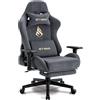 Symino Sedia da gioco ergonomica con inclinazione a 155° e poggiapiedi | Morbida come la pelliccia, sedia ergonomica per PC, sedia da scrivania regolabile e girevole, con poggiapiedi, grigio chiaro