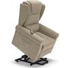 REDÒKASA Poltrona relax elettrica Detroit per anziani, 2 motori, 2 o 4 ruote ruote, reclinazione e alzapersona, cuscinetto lombare, tessuto idrorepellente (Standard - 2 Ruote, Camel)