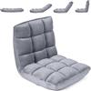 SOARS Sedia da Terra, Schienale 14 Posizioni (Grigio,49,5 x 60 x 51 cm) | Poltrona Relax Imbottita e Pieghevole, Cuscino da Pavimento, Fodera Morbida in Peluche, per Riposo, Yoga e Meditazione