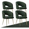 SUPPNEED Set di 4 sedie da pranzo, gambe dorate, sedie da cucina con bracciolo, poltrone per soggiorno, camera da letto, ufficio (Chenille, Verde scuro)