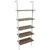 FRANKYSTAR Komo - Scaffale Libreria a Muro 60x185x30 cm in Stile Industriale con 5 Ripiani in Legno Oak Struttura in Metallo Bianco