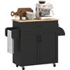 HOMCOM Isola Cucina con Contenitore 1 Cassetto 2 Ante Nero