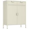 Brigros - Credenza Cucina Moderna In Metallo 2 Ante E 2 Cassetti Con Ripiano Interno 80x38x110 Cm, Mobile Dispensa Salvaspazio Per Cucina, Soggiorno, Ingresso Linea Pop (Avorio)