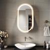 SIRHONA Armadietto da bagno a specchio, armadio da parete con illuminazione a LED e prese di corrente, interruttori a controllo tattile, dimmerabile, tre temperature di colore regolabili, 40 x 70 x 14