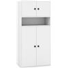 COSTWAY Libreria con 4 Ante, Armadio Alto a 4 Ripiani con Mensola Regolabile e 2 Kit Anti-Ribaltamento, Organizzatore per Casa Ufficio, 54 x 30 x 111 cm (Bianco)