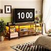 Wohenster Mobile TV con Luci LED Presa per TV da 70 Pollici e Inferiori, Marrone | Mobili TV a Scomparsa Extra-large 180x40x58cm, Cuscinetti Antiscivolo per i Piedi, Adatto a Soggiorni Sale Home Theater