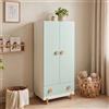 [en.casa] Armadio Cameretta a 2 Ante Cassetto 126x60x41 cm Verde Menta | Guardaroba, Barra Asta Vano Appendiabiti, con Piedini, a Misura di Bambini, Camera da Letto