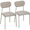 HOMCOM Set di 2 Sedie Sala da Pranzo Impilabili Cucina Marrone Chiaro | Tessuto Effetto Lino, Sedia Imbottita con Gambe in Acciaio, Camera da Letto, Soggiorno
