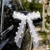 Huanmin 50 Fiocchi Bianchi a Forma di Cuore per Auto Nuziale (25 x 15 cm) | Fiocchi da sposa in raso e tulle, facili da applicare e ideali per l'auto nuziale, le sedie, la chiesa e il ricevimento.