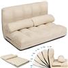 RELAX4LIFE Divano 2 Posti Trasformabile in Letto con 2 Cuscini da Pavimento, Design Pieghevole e Salvaspazio e Schienale Regolabile in 6 Livelli (Beige)