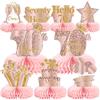 Voxisroma 9 decorazioni per 70° compleanno, 70° compleanno, donne, oro rosa, a nido d'ape, centrotavola per compleanno, 70° compleanno, decorazione per feste di compleanno, regalo per donne per