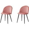 BenyLed Set di 2 Sedie da Pranzo Scandinave, Sedie da Cucina in Velluto, Sedie Imbottite Cucina con Gambe in Metallo (Rosa/Nero Piedi)
