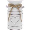 Soyizom Vaso vintage in metallo a forma di cuore, decorazione per casale con manico, brocca per latte con finitura zincata bianca francese, brocca per fiori in metallo shabby chic per decorazione