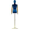 CXKJP Manichino Sartoriale Donna Manichino da Esposizione for metà Corpo Femminile Busto, Manichino Femminile da Vetrina, Altezza Regolabile/Testa E Braccia in Velluto/Treppiede (Color : Blue-1)