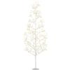 HOMCOM Albero di Natale Artificiale 384 Luci LED Bianche Ø20x180 cm Bianco | Rami Pieghevoli, Albero LED in PP e Acciaio, per Interno ed Esterno