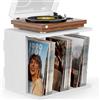 Emfogoo Supporto per giradischi in vinile, mensola da parete fino a 100 album, 3 scomparti per mobili in vinile, per soggiorno, ufficio, decorazione (Vintage bianco)