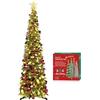HMASYO Albero di Natale pop-up da 1,5 m, con timer, 50 luci, albero di Natale artificiale, pieghevole, decorazione natalizia per interni, casa, appartamento, portico, feste, facile da montare