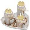 HENGBIRD Set di 3 portacandele in legno con vassoio e ciondolo fai da te, portacandele in legno, portacandele a pilastro, decorazione per soggiorno, può essere utilizzato come decorazione o regalo