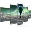 Runa Art - Quadri Aurora Mongolfiera 200 x 100 cm 5 Pezzi XXL Decorazione Murale Design Turchese Grigio 608151a