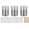 Hitopin Spargi Cacao in Polvere in Acciaio Inox,3PCS Spargi Zucchero A Velo con Tappo,Dosatore Cacao per Cappuccino,Shaker per Polvere in Acciaio Inossidabile,con 16 stampi per caffè,per Cappuccino