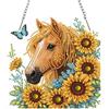 NEWENMO 5D Cavallo Marrone Diamond Painting Pendente Ciondolo con Catena