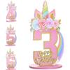 exylosluxek Decorazione Unicorno per Festa di Compleanno di Bambina di 3 Anni - Figurina di Unicorno in Legno per Feste a Tema Unicorno, Addobbi Compleanno