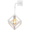 TEKHOME Applique da Muro in Ferro Battuto, Attacco E27, Stile Geometrico Cubo, Colore Nero/Bianco, 1XE27, Lampada da Parete Vintage Industriale per Interni AQ52 (BIANCO)