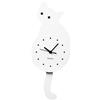 Fisura - Orologio da parete a forma di gatto bianco con coda. Orologio da parete originale. Orologio silenzioso senzaa ticchettio 46 x 8 centimetri. Legno e ABS. 1 batteria AA (non inclusa)