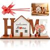 YnewL Scritta Home Espositori Decorativi in Legno con Motivi Case, Alberi Scritte | Abbinati a Graziosi Piccoli Oggetti Decorativi in Legno per Il Soggiorno, l'Ingresso e la Camera da Letto