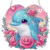 Bowetile Diamond Painting ciondolo delfino, fiori pasquali, pittura con diamanti, per adulti e bambini, ornamento da appendere, set fai da te per finestre, pareti e giardini, decorazione regalo