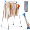 Taurion Appendiabiti pieghevole portatile: appendiabiti da viaggio regolabile in acciaio inox, 34-78 cm, stendibiancheria telescopico per viaggi, campeggio, escursionismo, biancheria a casa, blu