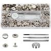 BetterJonny Set di 80 bottoni a pressione, in ottone, Basicon, diametro: 15 mm, in rame, in metallo, bronzo, con attrezzi di fissaggio, per jeans, giacca, portafoglio, borsa a mano, argento