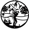 NBEADS Decorazione da Parete in Metallo con Scena di Golf, Piatto Rotondo Stile Opaco da Appendere alla Parete Decor Silhouette Wall Art per Home Garden Office Wall Festival Decoration, 30cm